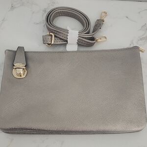 Chic Silver Crossbody Bag with Gold Accents
